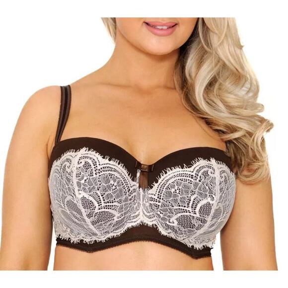 Claudette Longline Balconette Bra Underwire Plus Size Bra 38FF Lingerie New - Picture 1 of 11